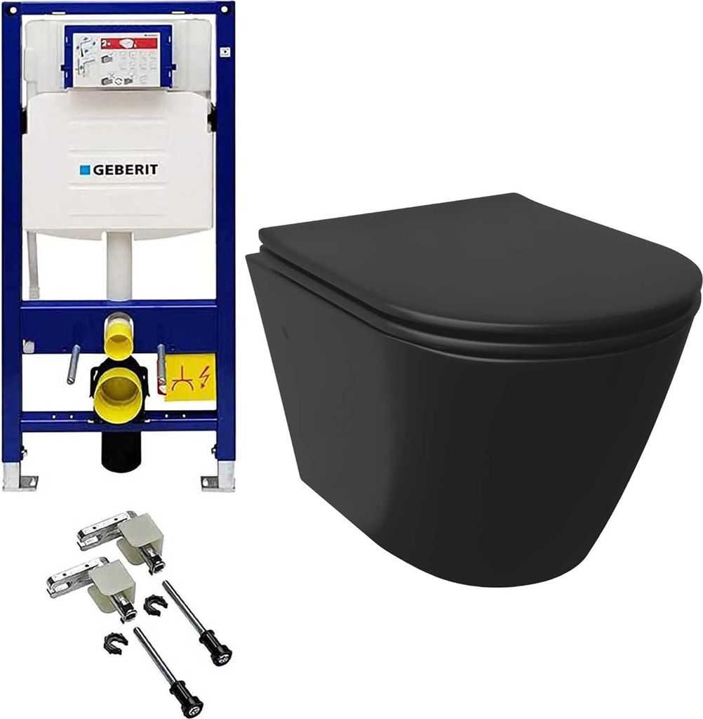 Alpenberger Wand WC Spülrandlos | Hänge WC Komplettset aus Kloschüssel und WC Sitz mit Absenkautomatik | Toilette mit Nano Beschichtung | Passen...