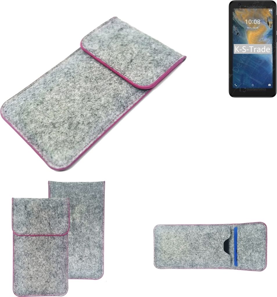 K-S-Trade Handy Schutz Hülle kompatibel mit ZTE Blade A31 Lite Schutzhülle Handyhülle Filztasche Pouch Tasche Case Sleeve Filzhülle hellgrau