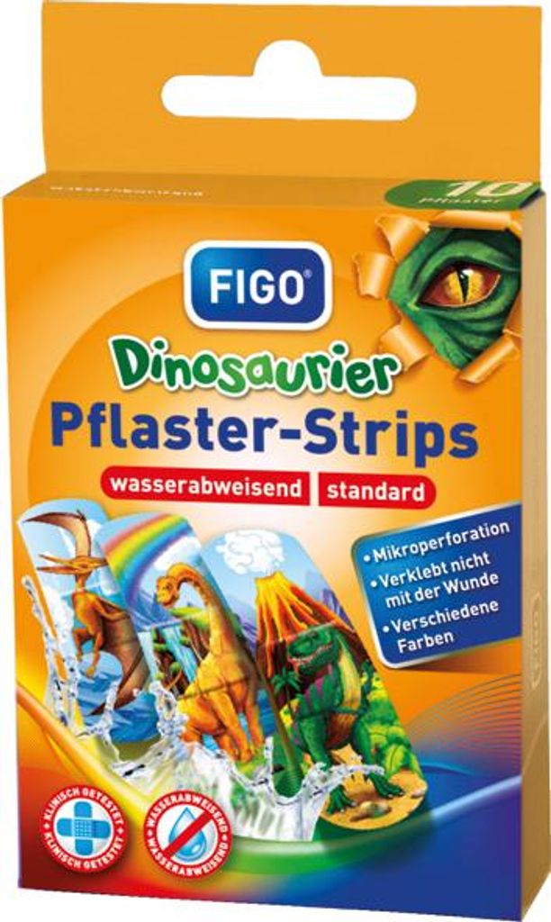 FIGO Wundverband Kinder 10er Strips Dinosaurier Produktbild 