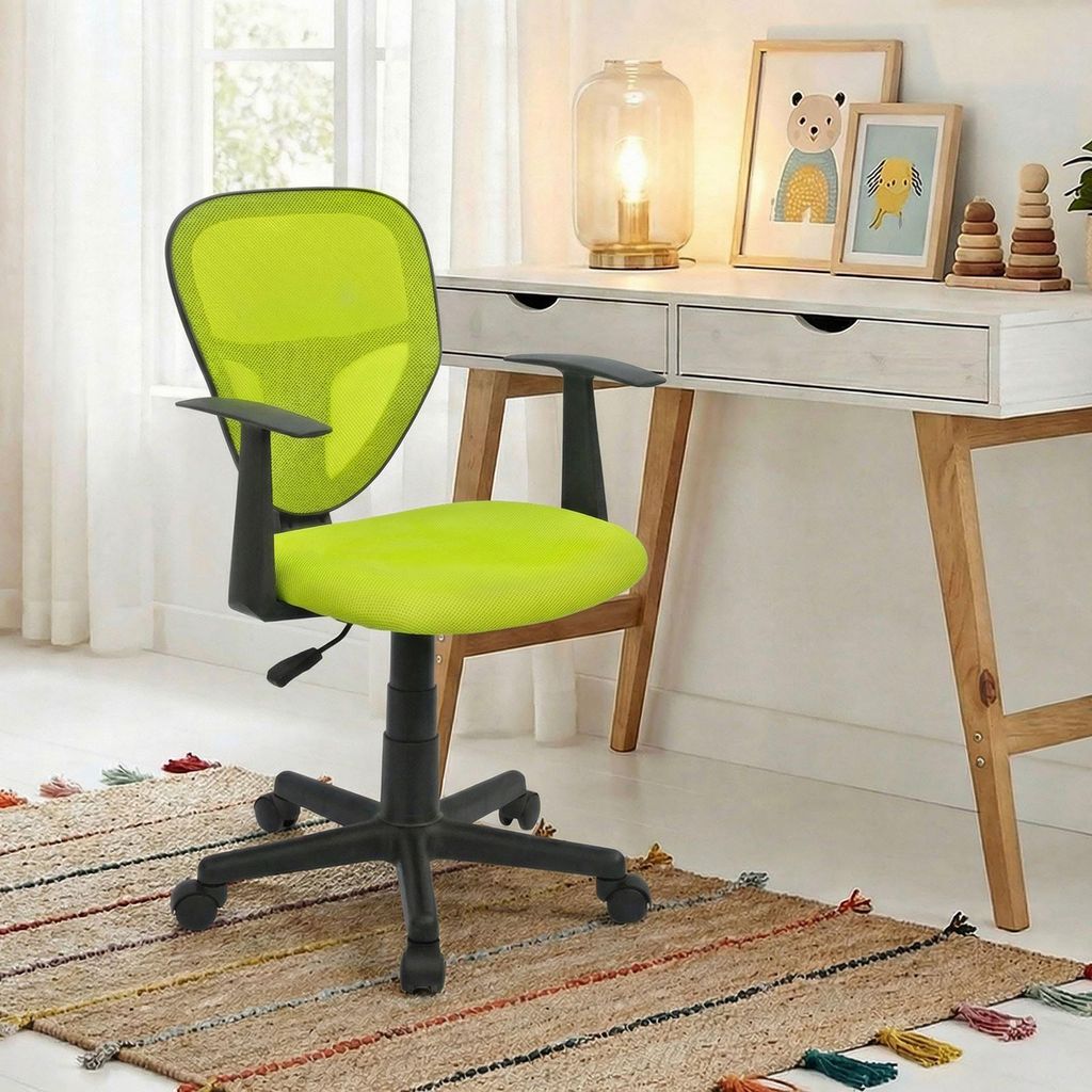 Kinderdrehstuhl STUDIO - Ergonomischer Schreibtischstuhl mit Armlehnen, Verstellbar, Grün - Ideal für Kinder, Atmungsaktives Mesh, Leichter Aufba...