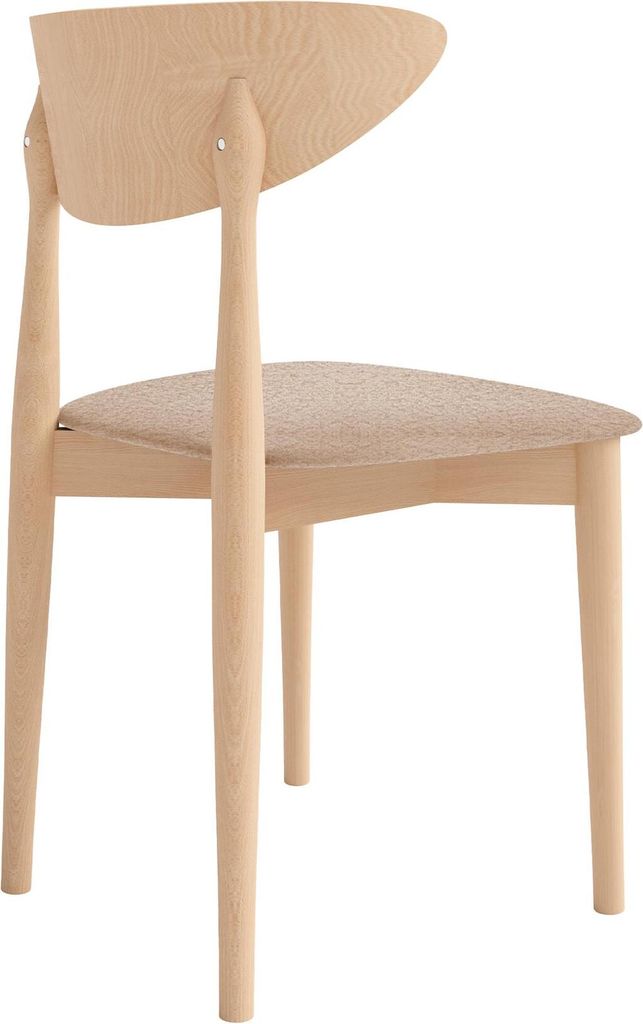 48x80x45 cm Esszimmerstuhl in Boucle Kate 65/C Polsterstuhl mit Holzgestell bequemer Küchenstuhle Stuhl, Farbe: beige - catch me 02, Beinefarbe: n...