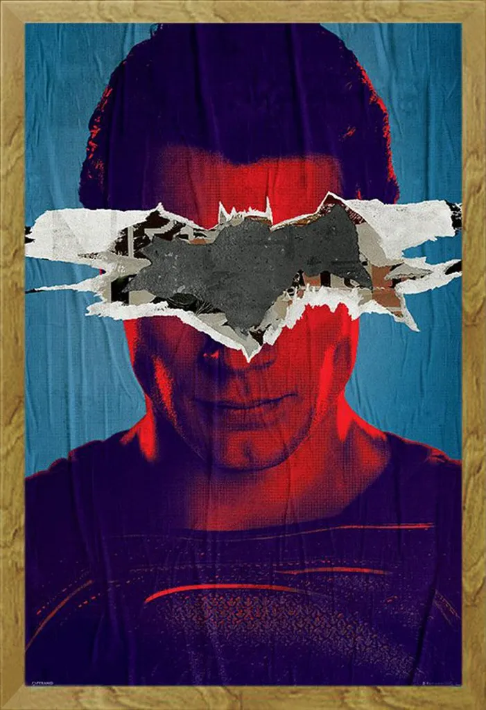 Batman vs Superman - Poster - Superman Teaser + cornice rimovibile, Shinsuke® Maxi MDF oak, disco acrilico