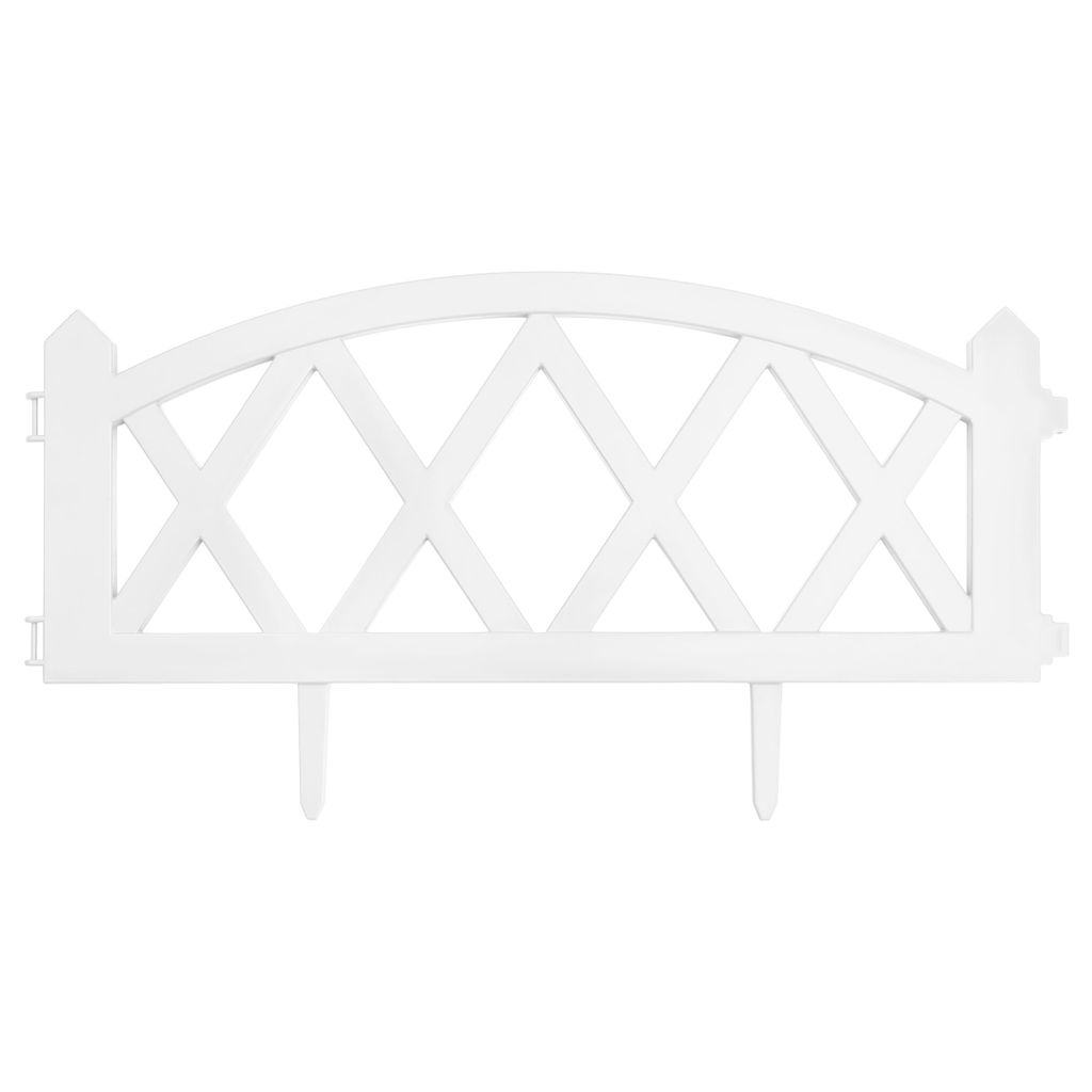 Traditioneller Gartenzaun Zierzaunbogen Kunststoff Jägerzaun Beetumrandung L 2,3 m H 24 cm weiß weiss Palisade