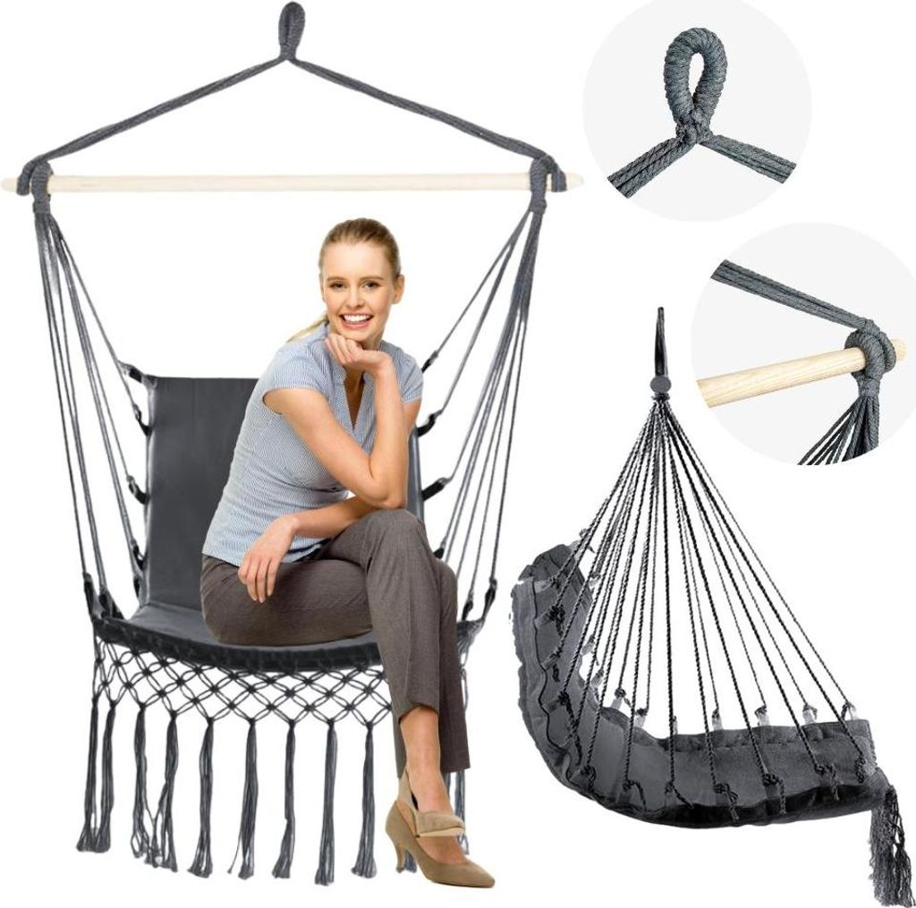 Brasilianischer Stuhl große Gartenhängematte Schaukel Hängesessel Boho Kinder