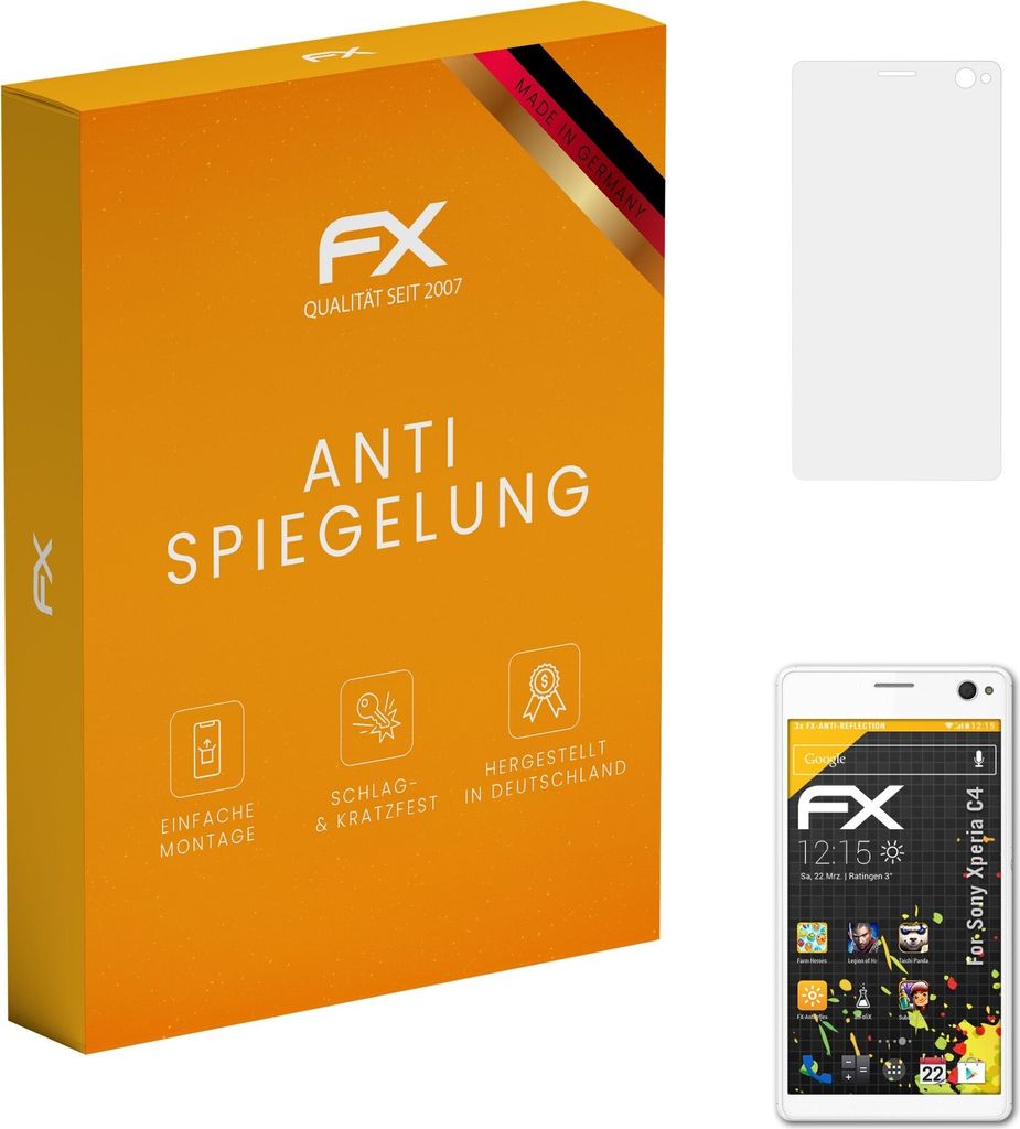 atFoliX FX-Antireflex 3x Schutzfolie kompatibel mit Sony Xperia C4 Displayfolie