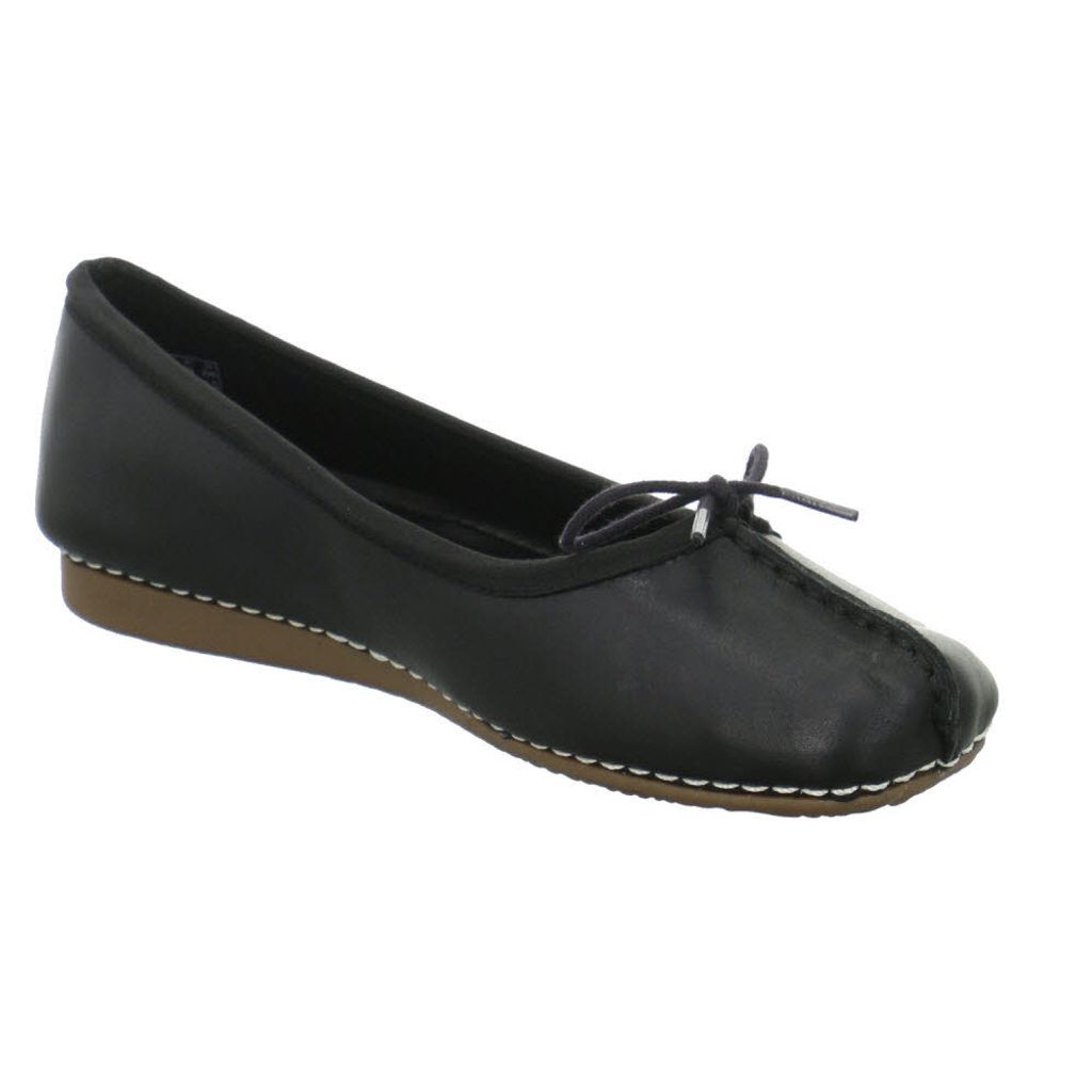Clarks Schuhe Damen Halbschuhe Ballerinas Freckle Ice schwarz black, Schuhgröße:42