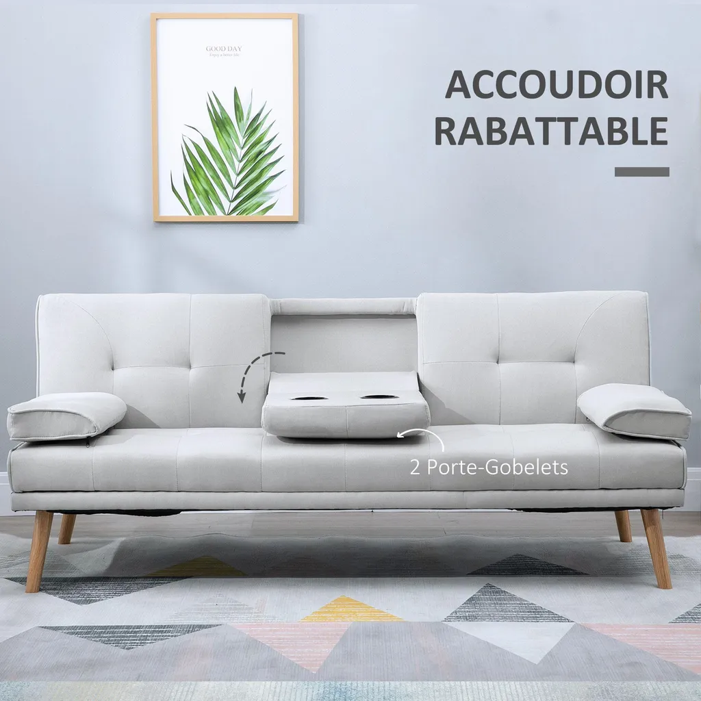 Canapé convertible confortable gris 3 places pour optimiser petit espace - 7