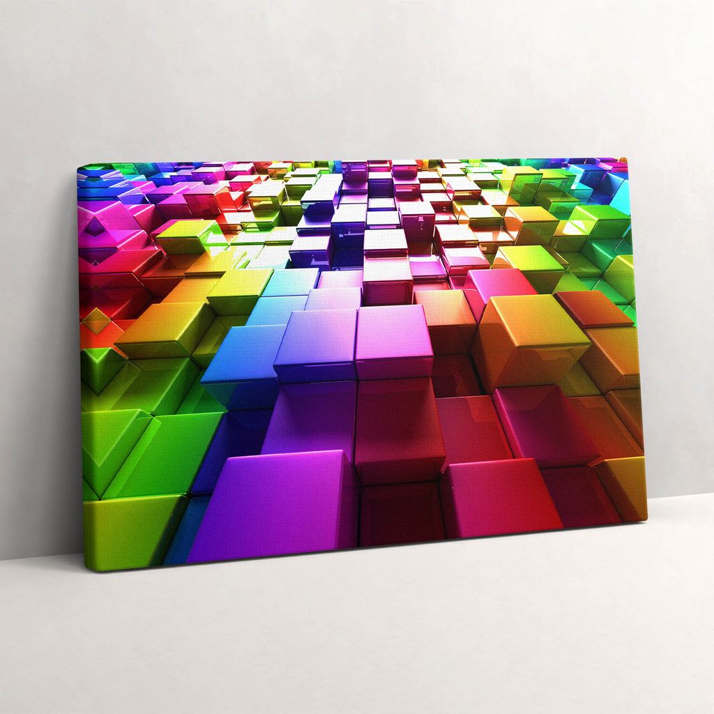 Bunte Würfel – Leinwandbild Wandbild – 30x20 cm – Leinwandbilder – Wandbilder – Schlafzimmer – Flur