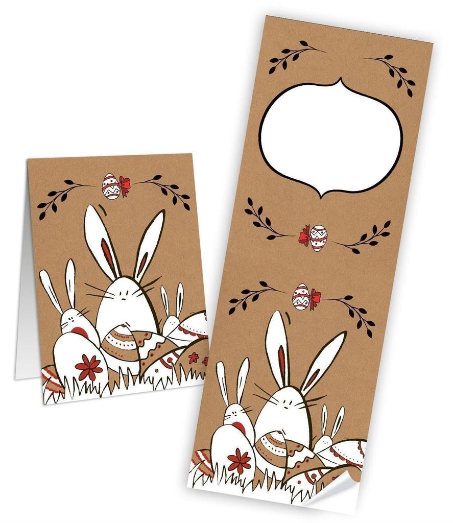 Logbuch-Verlag 10 Frohe Ostern Aufkleber Osterhase Osterdeko Osteretiketten Osteraufkleber 7,2 x 21 cm Verpackung Geschenke beschriftbar Geschenkau...