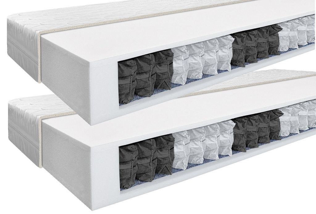 Taschenfederkernmatratze 1+1 Benab Fyzio Medium 18 Matratze 80 x 195 cm H3 hart 18 cm hohe Taschenfederkernmatratzen, PUR, Standard Taschenmatratze...