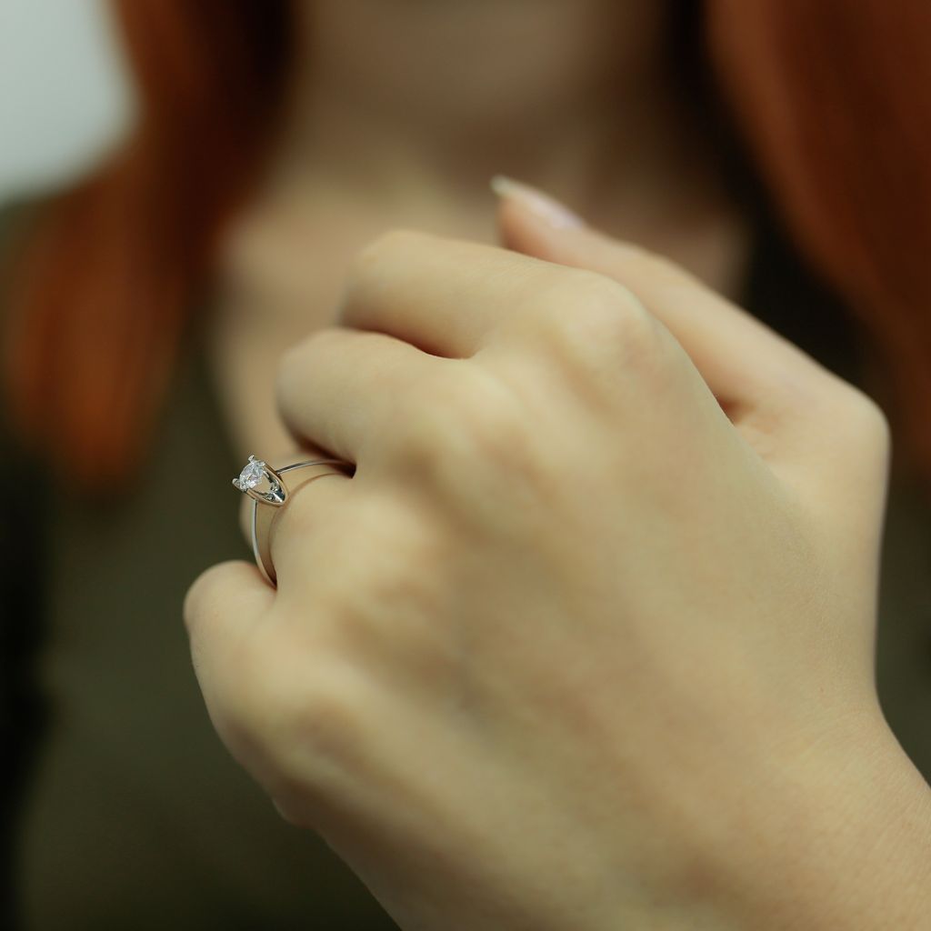 0,28 Carat Diamant Solitär Ring Meisterwerk 14 Karat Weißgold - 57 (18,10 mm)