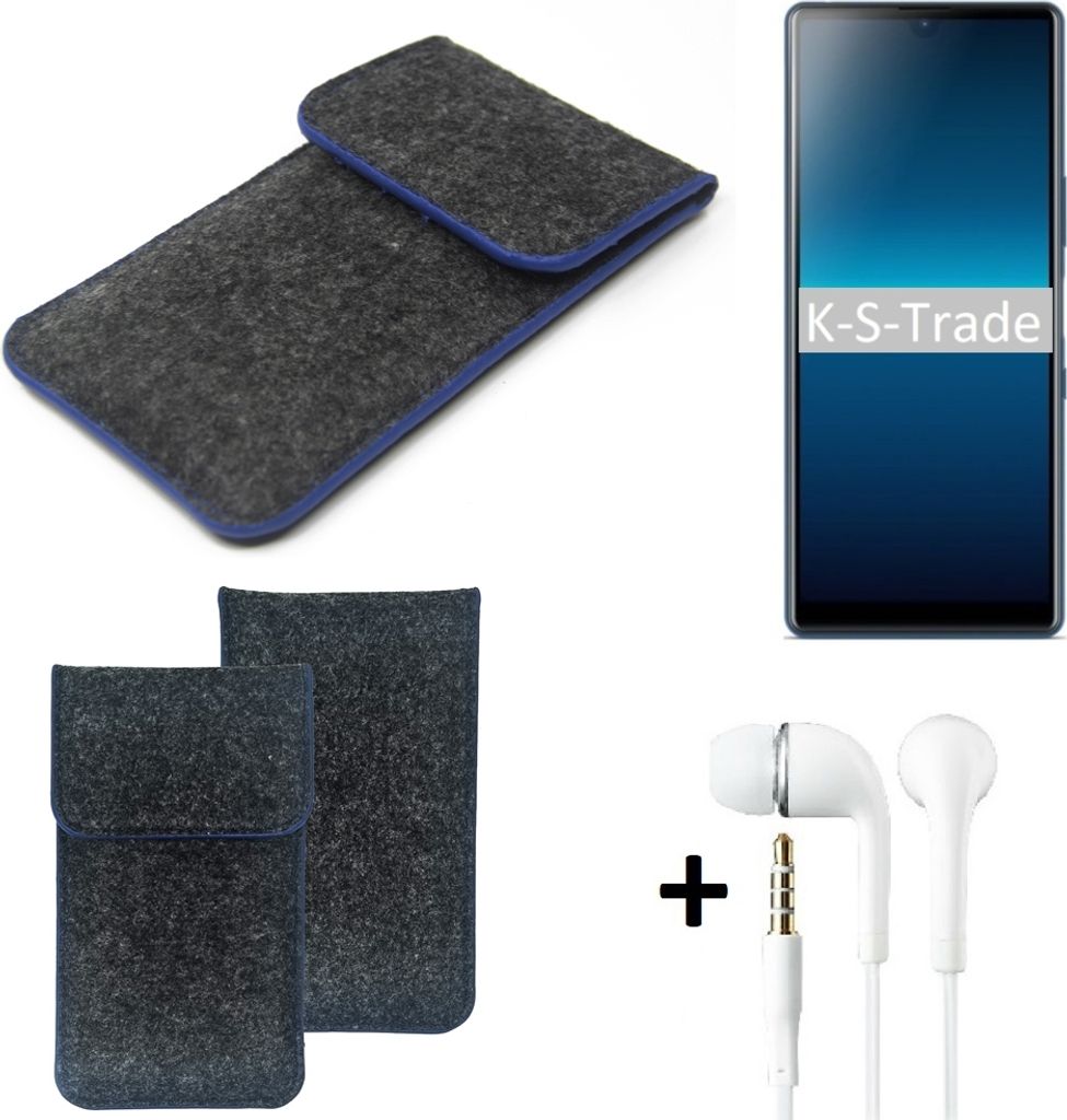 K-S-Trade Handy Schutz Hülle kompatibel mit Sony Xperia L4 Schutzhülle Handyhülle Filztasche Pouch Tasche Case Sleeve Filzhülle dunkelgrau, blauer