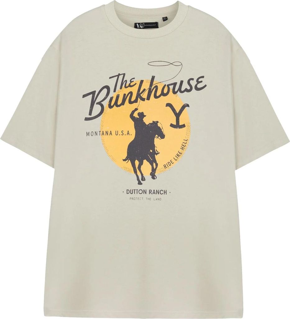 Yellowstone - "The Bunkhouse" T-Shirt für Herren kurzärmlig NS8910 (S) (Beige)