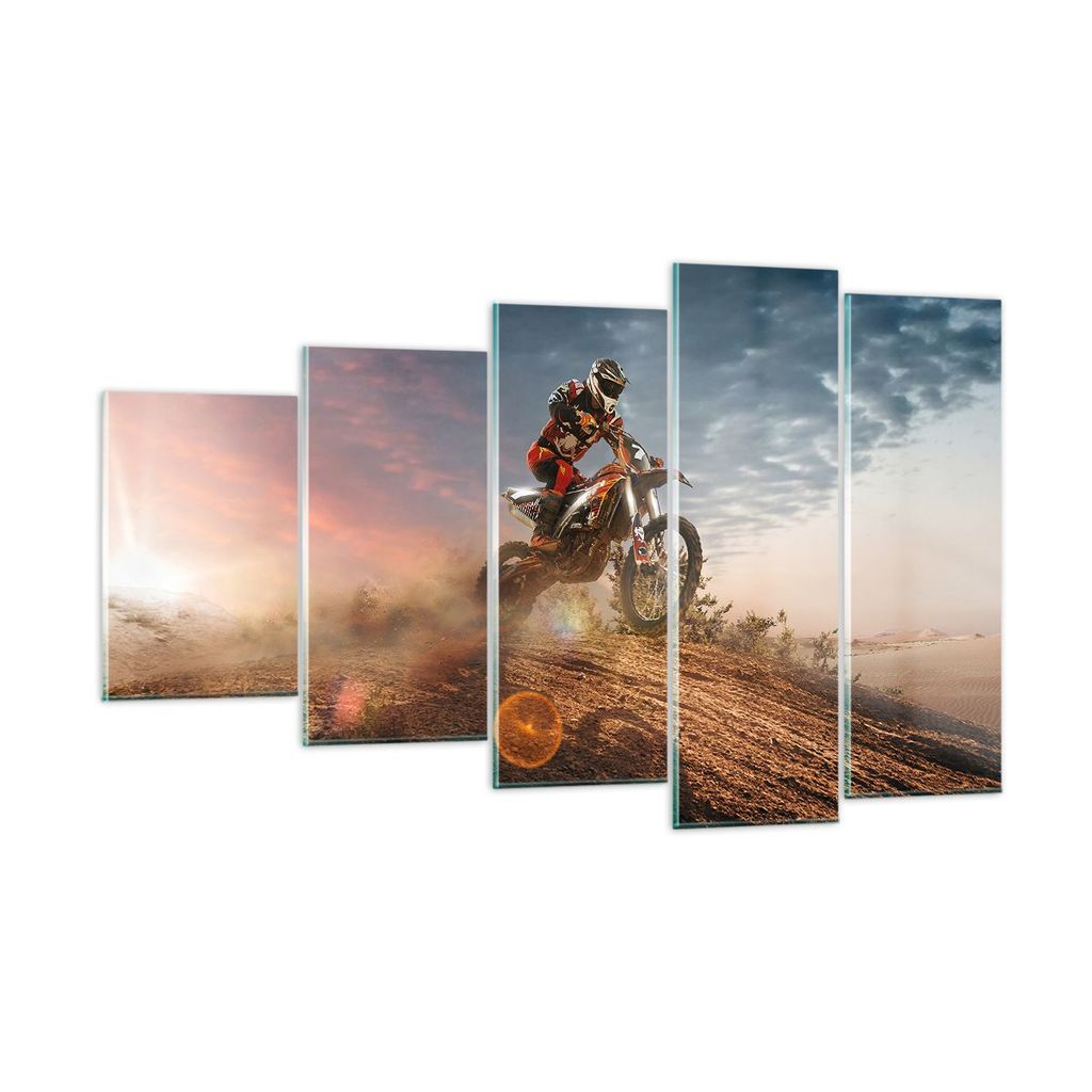 Bilder auf glas - Motor Reiten Helm - 100x60cm - Glasbilder - Wandbilder - Kunstdruck - zum Aufhängen bereit - Wanddekoration aus Glas - Glas Bild...