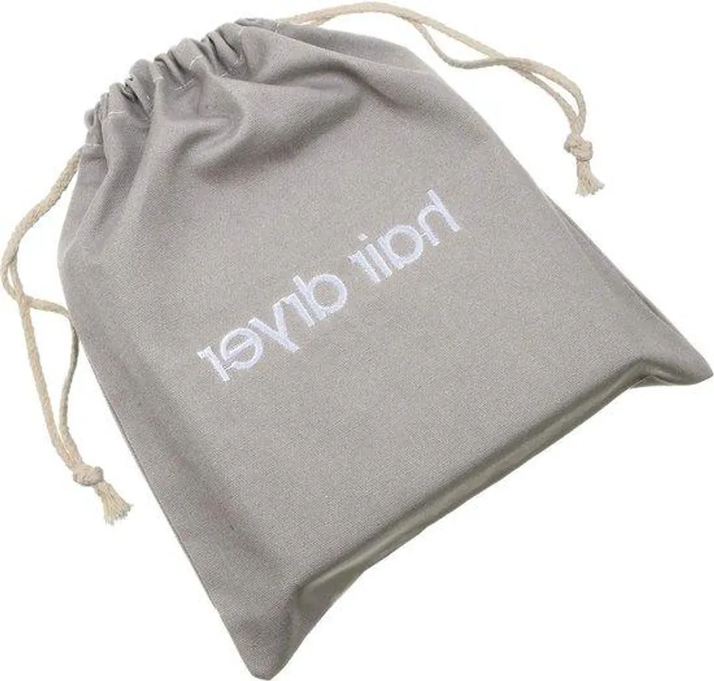 Pochette sèche-cheveux coton gris clair 34 cm avec cordon de serrage
