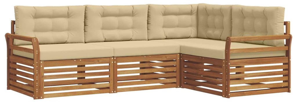 vidaXL Outdoor-Sofagarnitur mit Kissen 4 pcs Natur und Beige