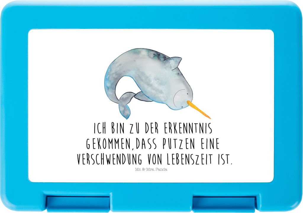 Mr. & Mrs. Panda Bento Box Narwal - Weiß - Geschenk, Wal, Kinderzimmer, Snackdose, Hausfrau, Bentobox, Frühstücksdose, Aufräumen, Meer, Snackbo...