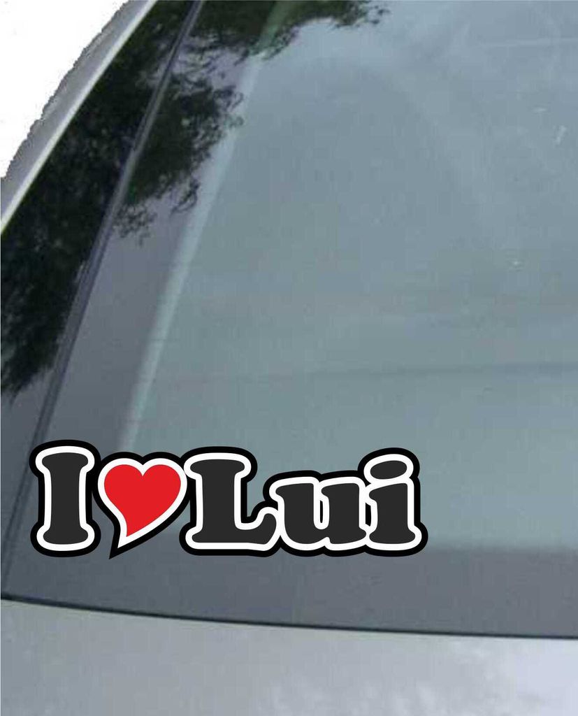 INDIGOS UG - Aufkleber / Autoaufkleber I Love Heart - Ich liebe mit Herz 15 cm - I LOVE Lui - Auto LKW Truck - Sticker mit Namen vom Mann Frau Kind