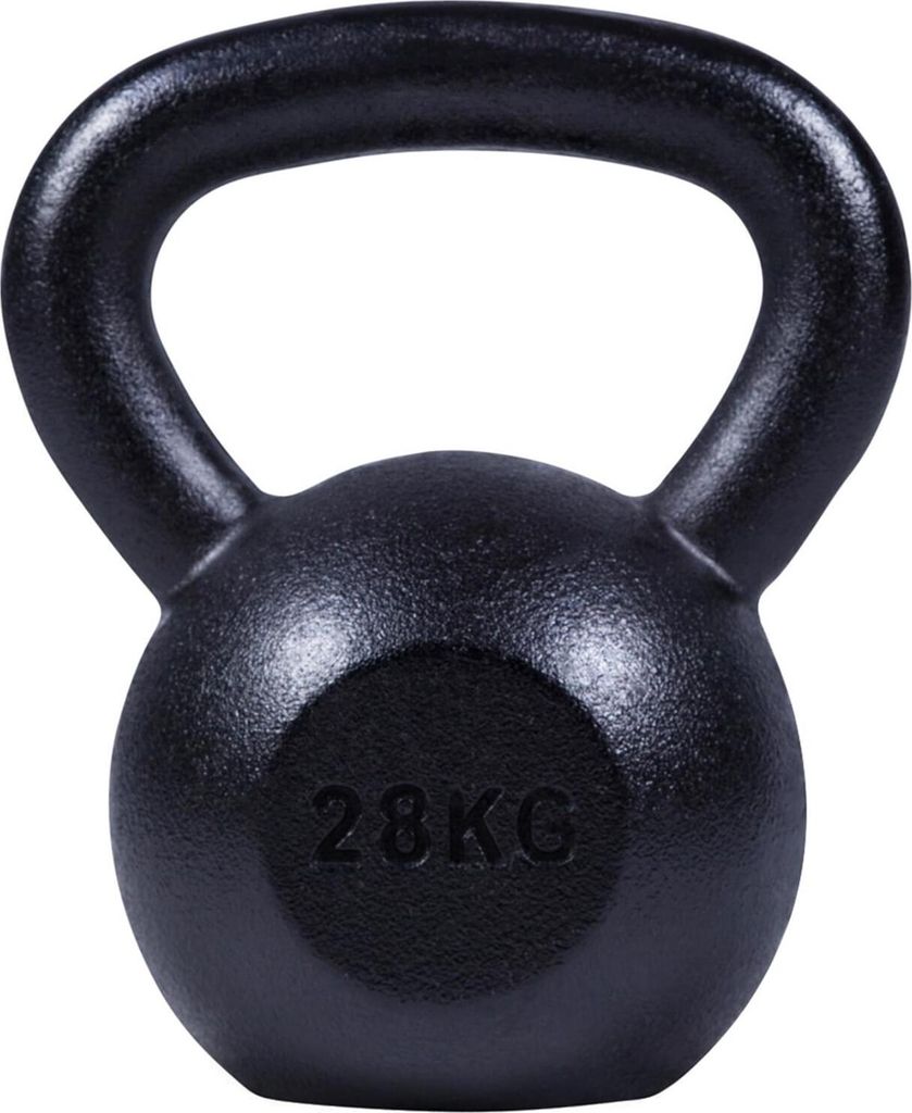GORILLA SPORTS Kettlebell - 28kg Gewichte, Gusseisen, Bodenschonend, Schwarz - Kugelhantel, Schwunghantel, Kugelgewicht, Rundgewicht, Krafttraining