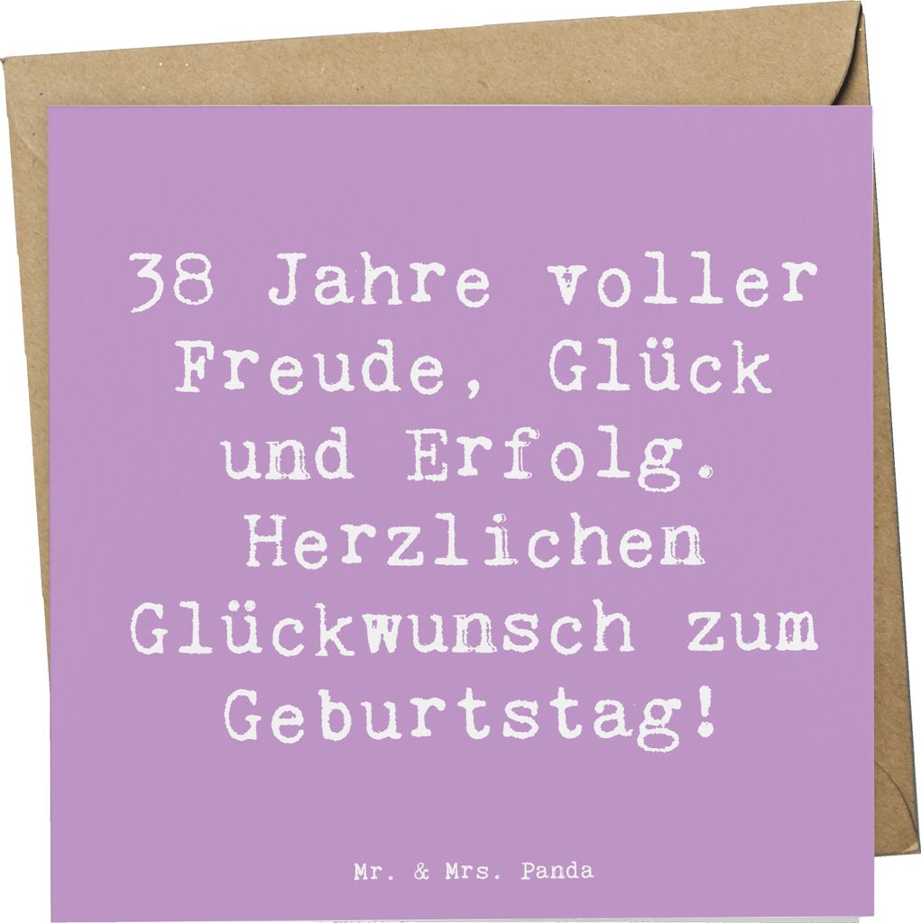 Mr. & Mrs. Panda Klappkarte Spruch 38. Geburtstag Freude - Lavendeltraum - Geschenk, Happy Birthday, doppelkarte, liebe Grüße, Alter, anlasskarte...
