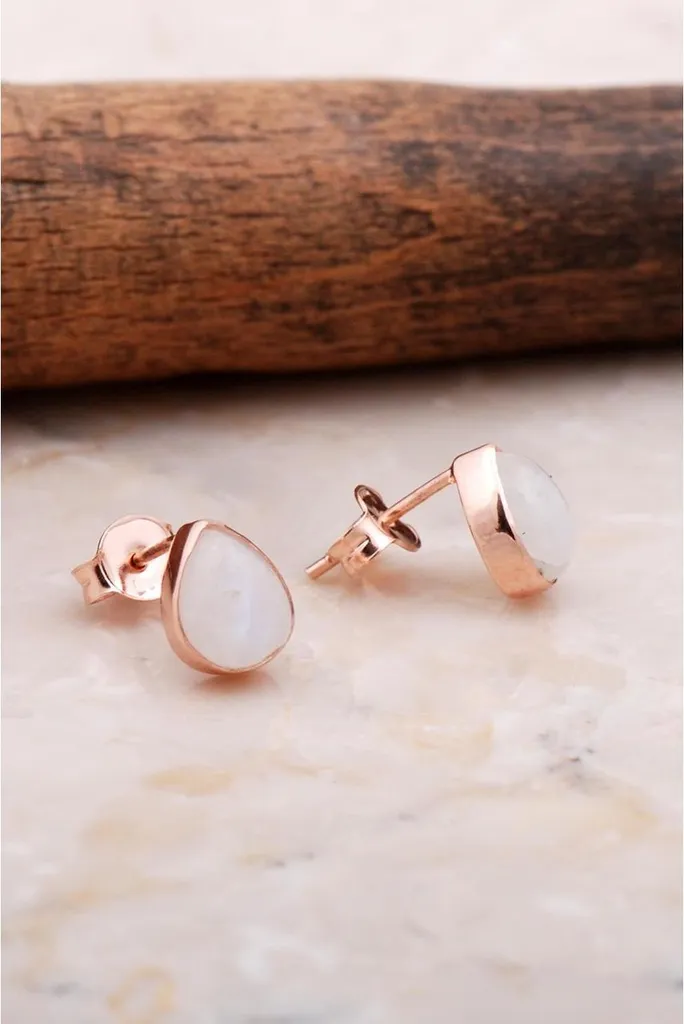 Pendantes pierre de lune et argent 925 rose gold pour femme chic