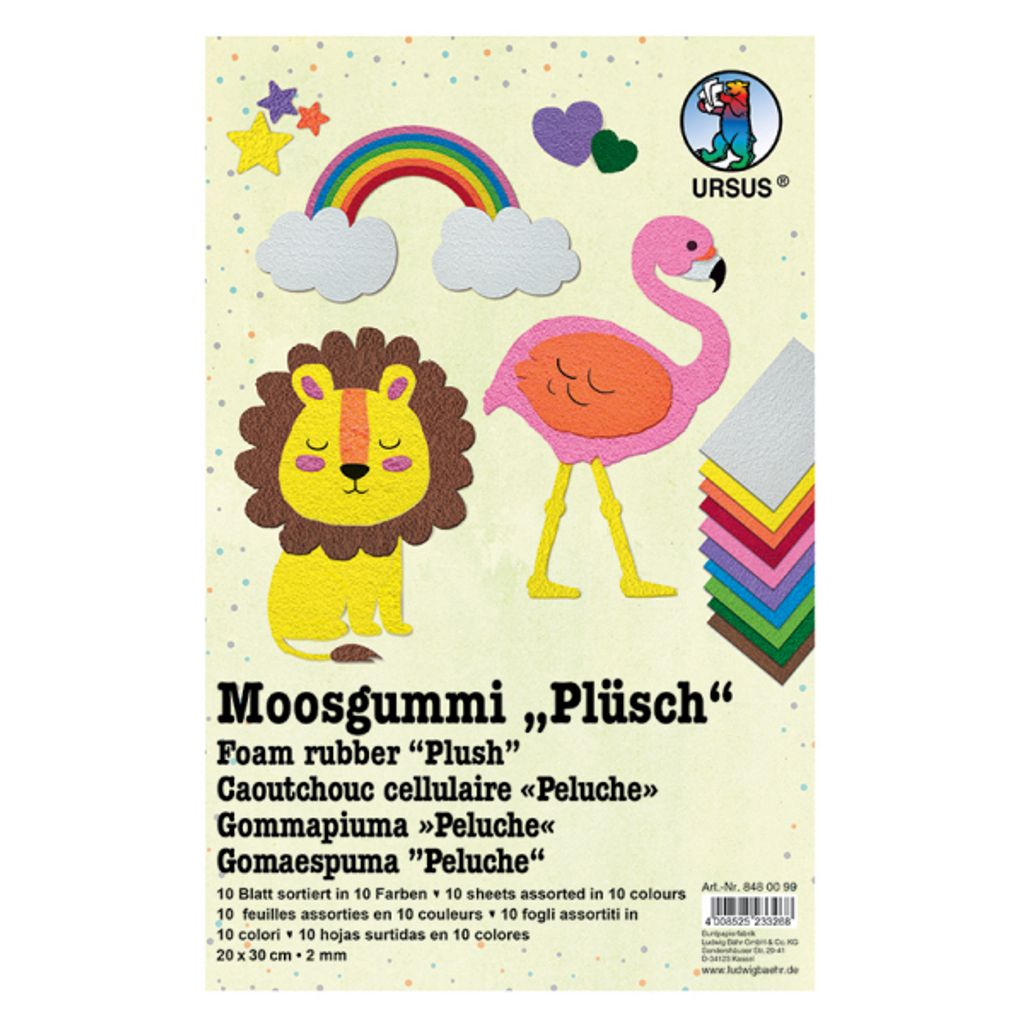 URSUS Moosgummi "Plüsch", 20 x 30 cm, sortiert