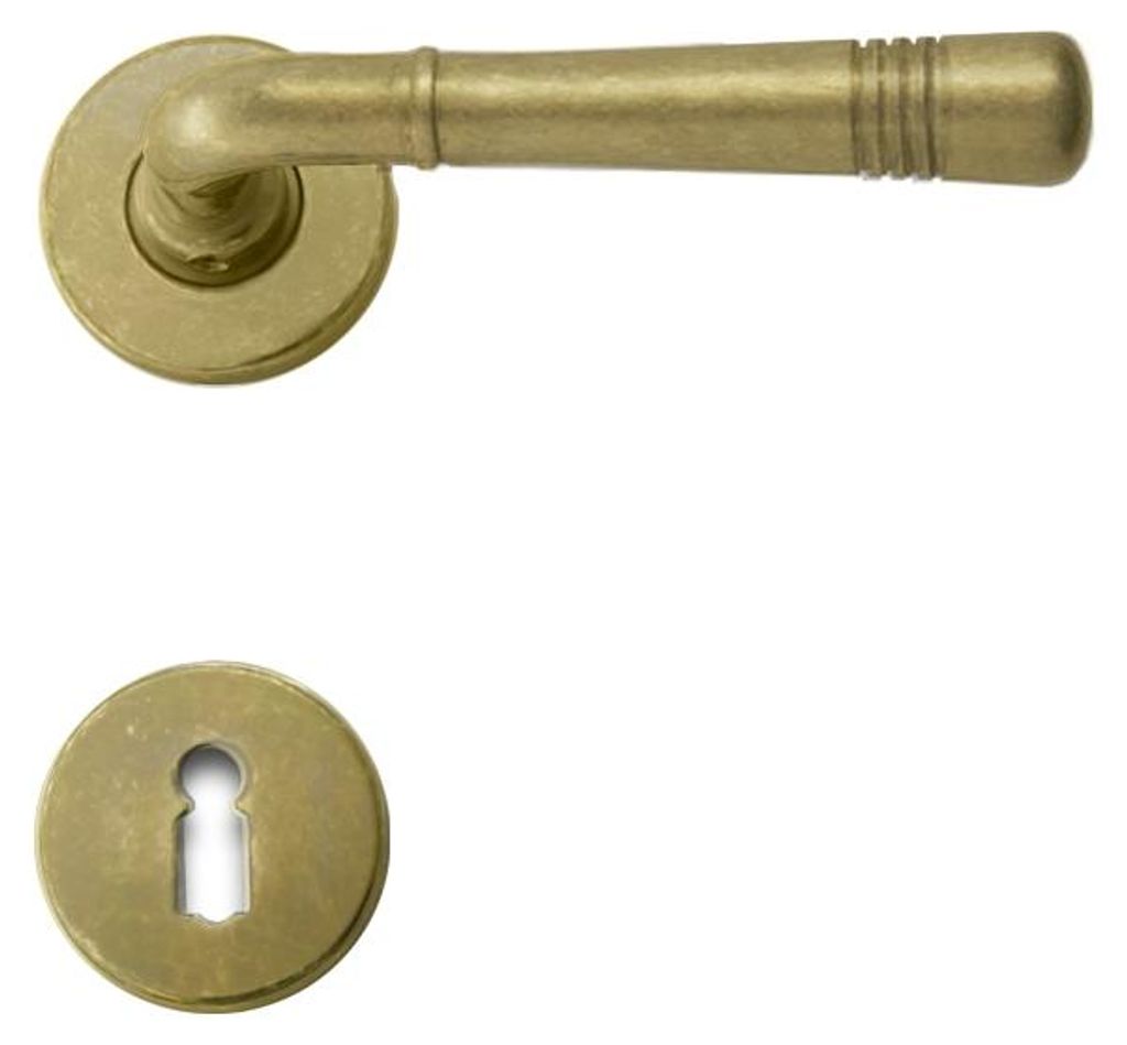 Berlin R716 GHIDINI Türdrücker-Rosetten-Garnitur (Lochung: BB, Türstärke: 38 - 42 mm, Oberfläche: Messing M3 - Messing natur) Lochung: BB Tür...