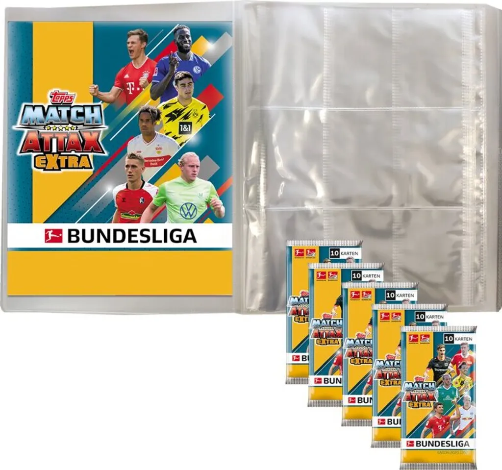 Match Attax Extra 20/21 : Lot 5 Boosters et Pochette de Rangement
