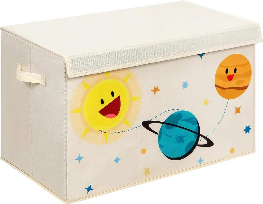 Boîte de rangement beige pliable grande capacité avec poignées - Lot de 2