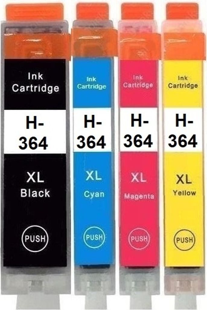 1 Set kompatible Tintenpatronen HP 364 XL black, cyan, magenta und yellow - 4 Patronen mit neuen Chips mit Füllstandsanzeige