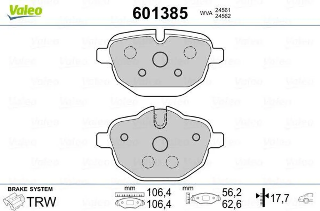 Jeu de plaquettes de frein à disque pour BMW Série 7 G11 et X4 Valeo 601385