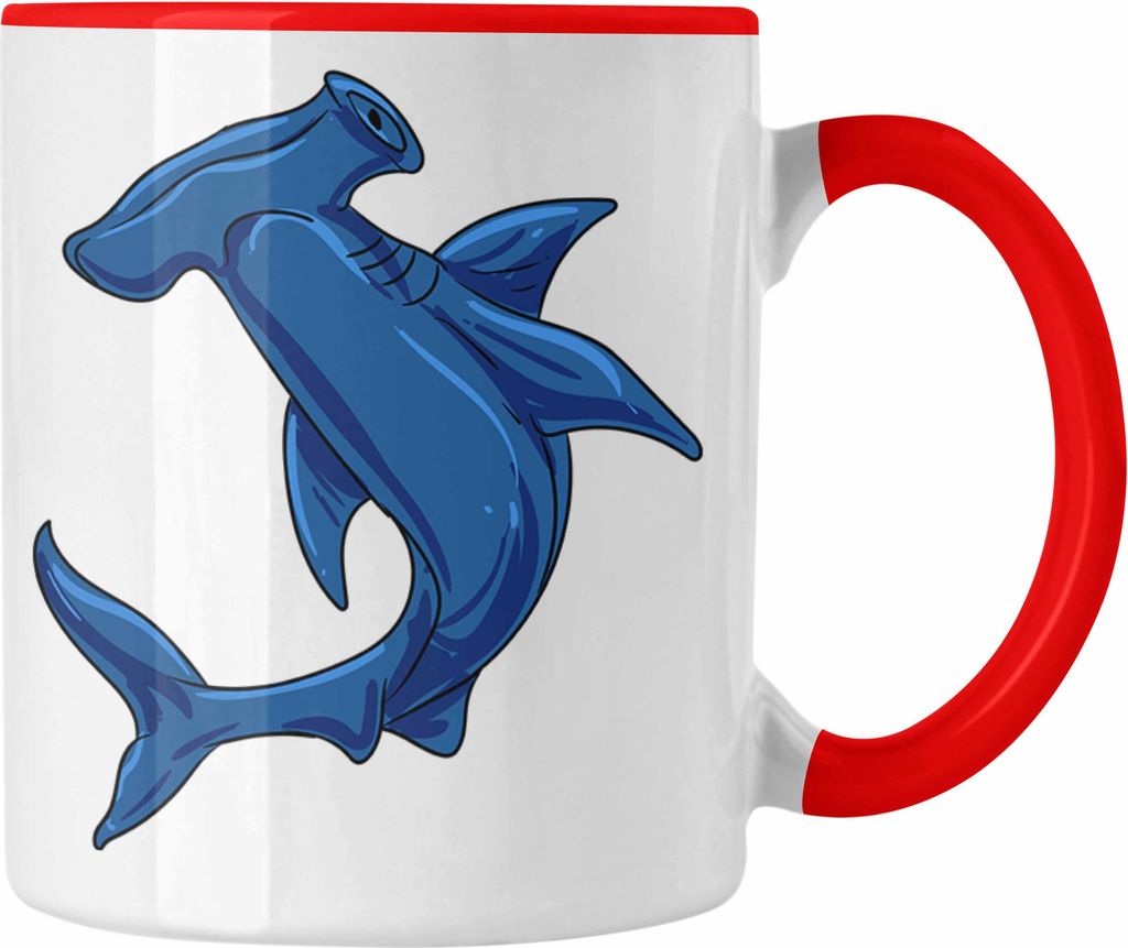 Trendation - Hammerhai Tasse Geschenk Ozeanliebhaber Taucher Hammer Hai Fans (Rot)