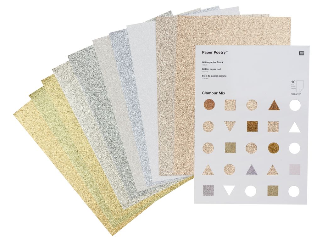 Rico Design Glitterpapier Glamour Mix A4 180g qm Bastelpapier Scrapbooking