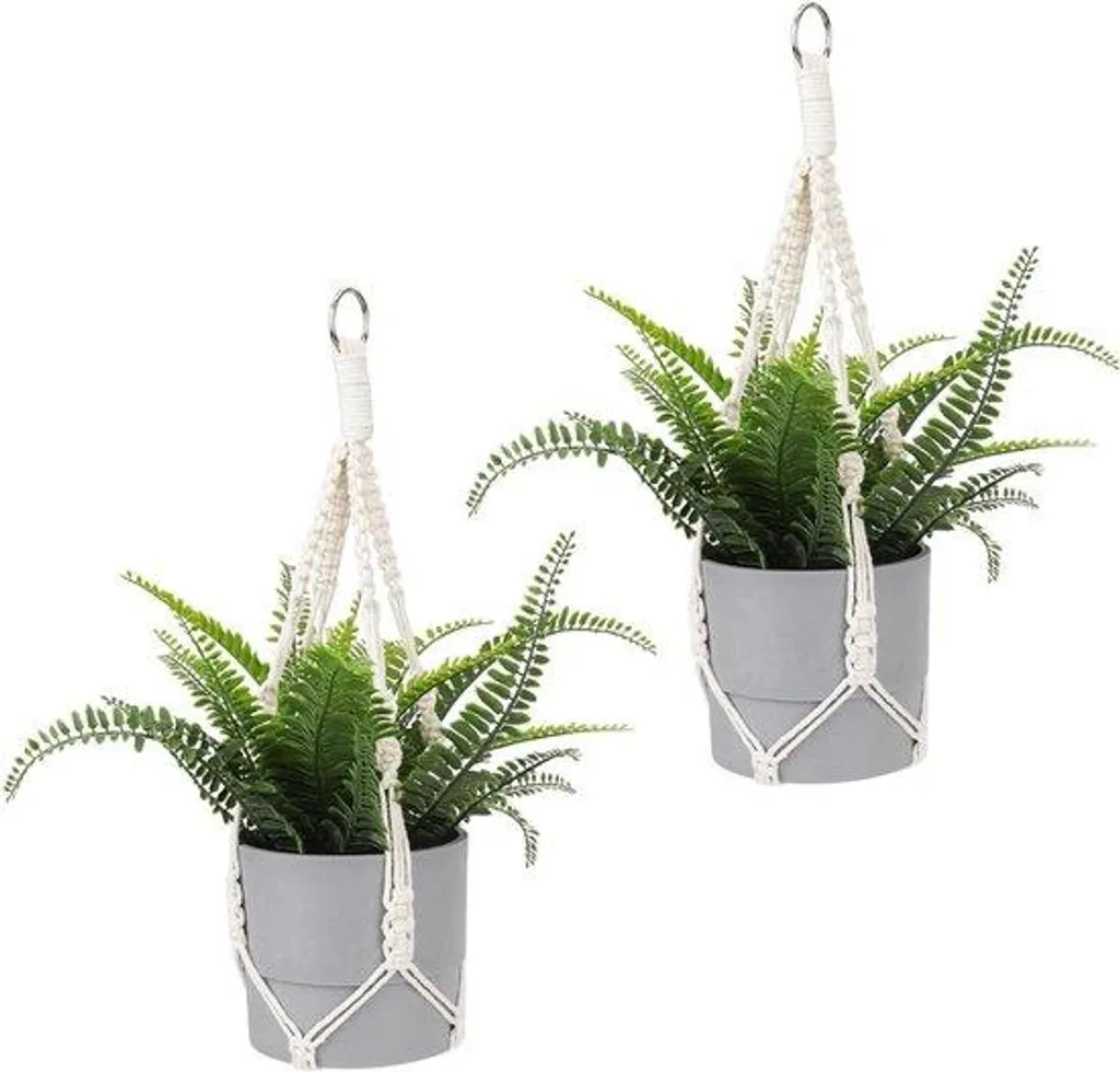 Suspension pour plantes intérieur/extérieur en macramé, duo gain de place