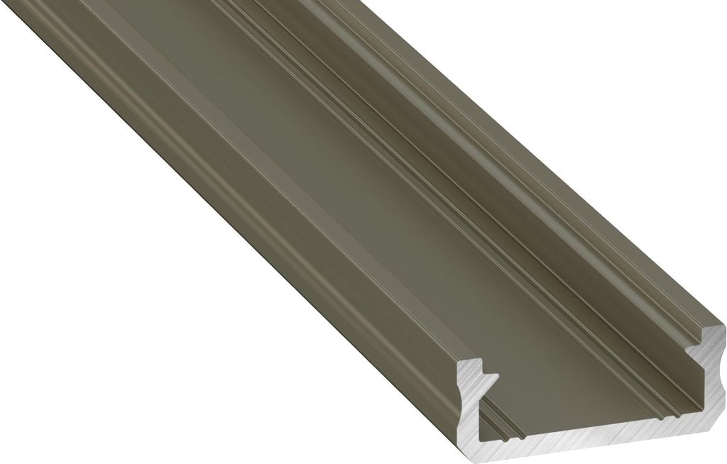 LED Aluminium Profil Leiste Inox | Typ D | Mit Endkappe und Montagehalterung | Schwarz Abdeckung | 1m