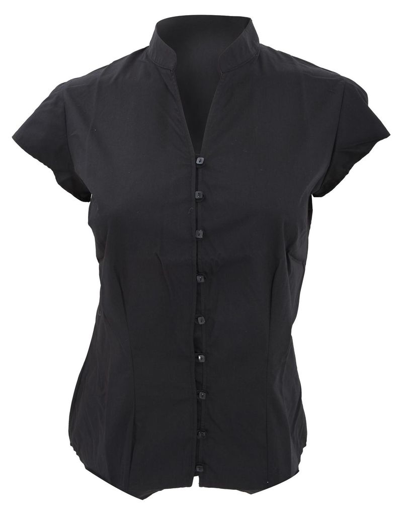 Kustom Kit Continental Bluse mit Stehkragen FK457 (DE 46) (Schwarz)