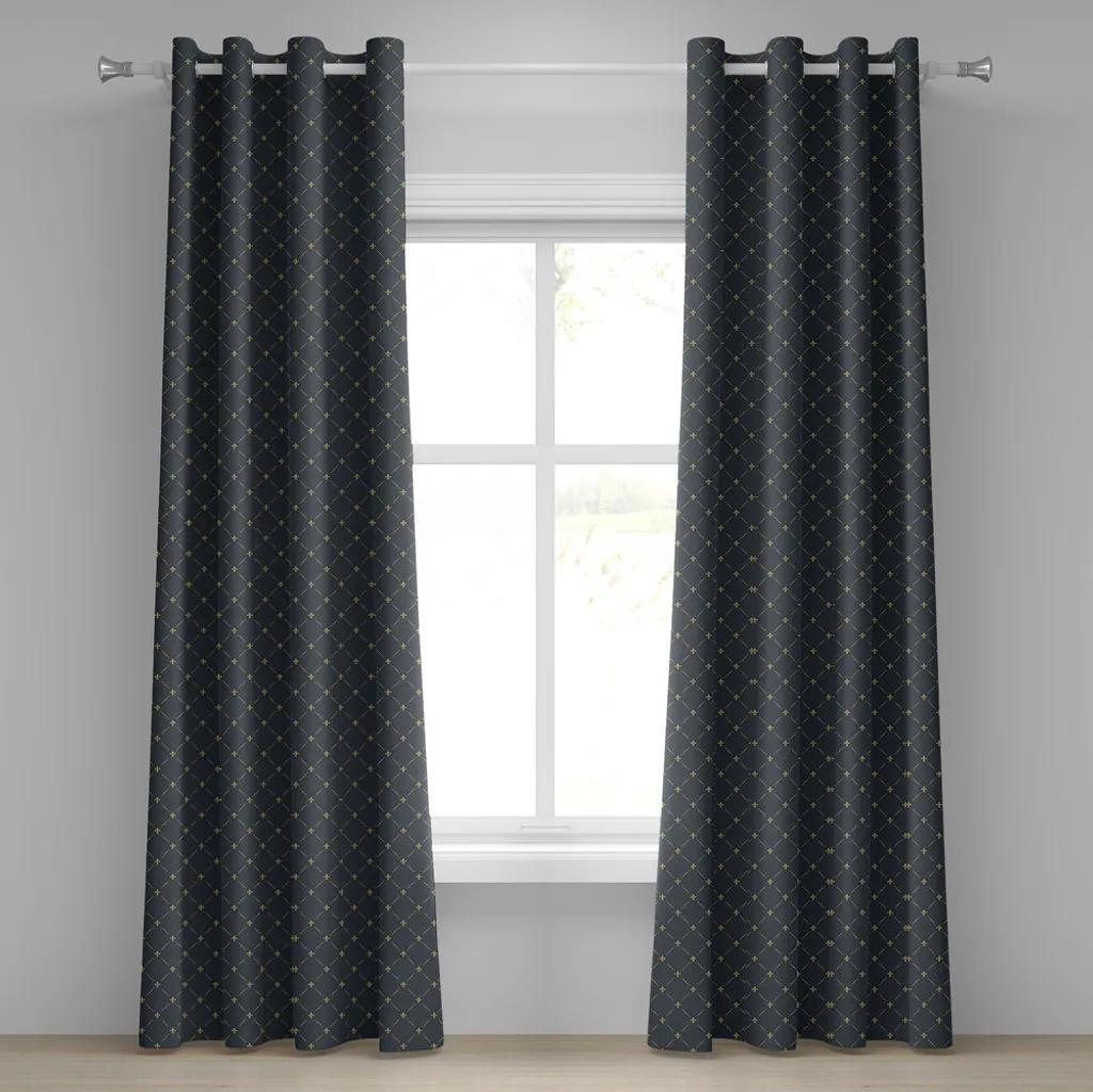 Paire de rideaux occultants décoratifs motif blason gris 280x245cm