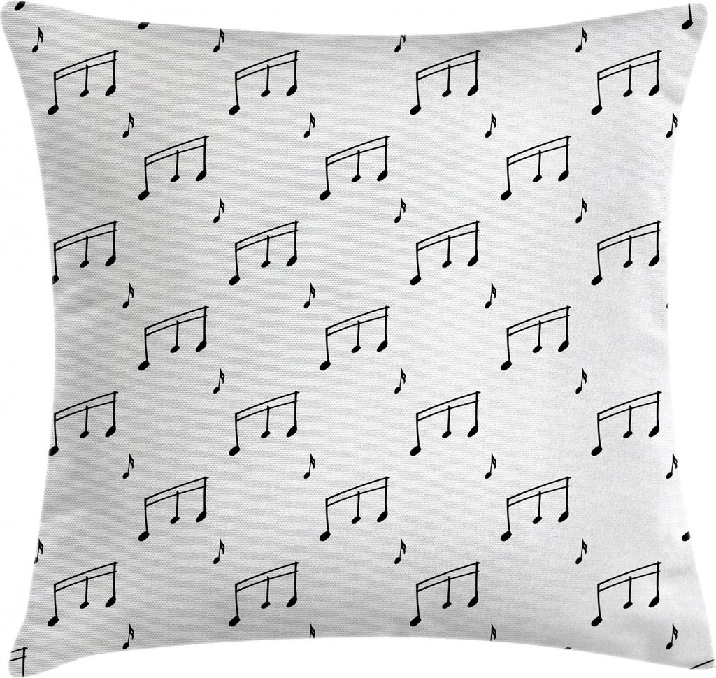 ABAKUHAUS Schwarz und weiß Kissenbezug, Musiknoten, Digitaldruck Waschbar Farbfester Kopfkissenhülle Reißverschluß Beidseitiger Druck, 50 x 50 ...
