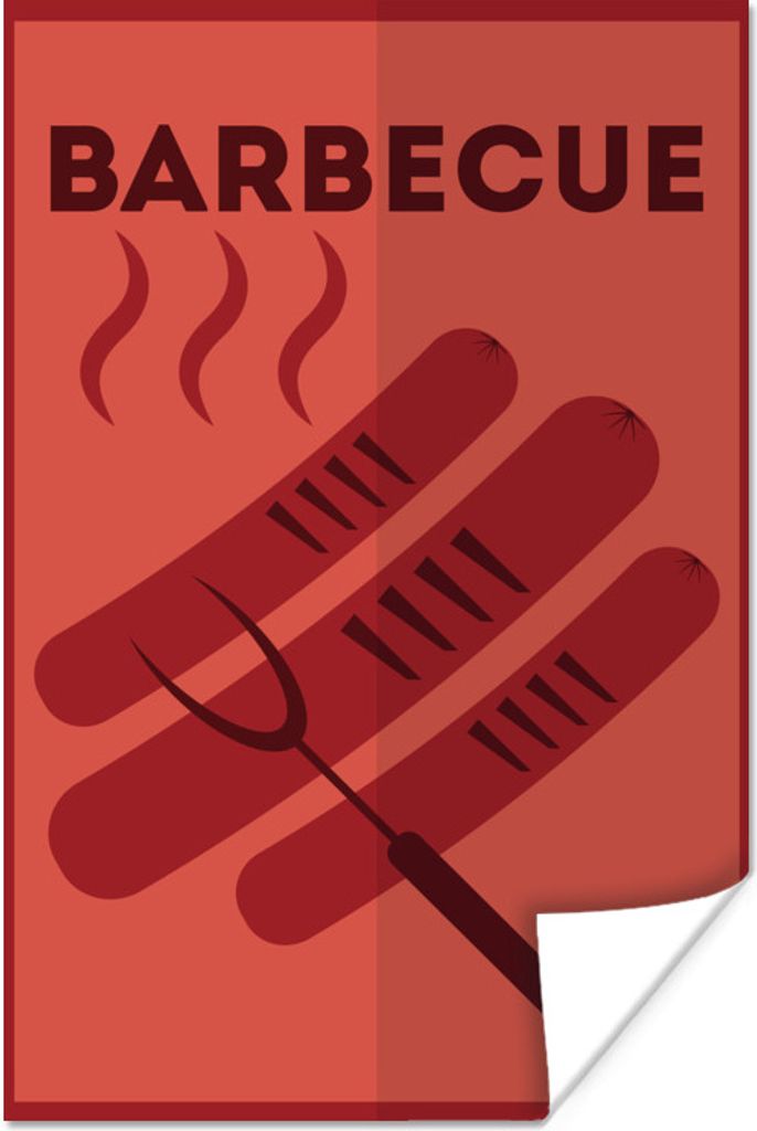 MuchoWow Poster Barbecue Illustration mit Würstchen 20x30 cm - Papierdruck