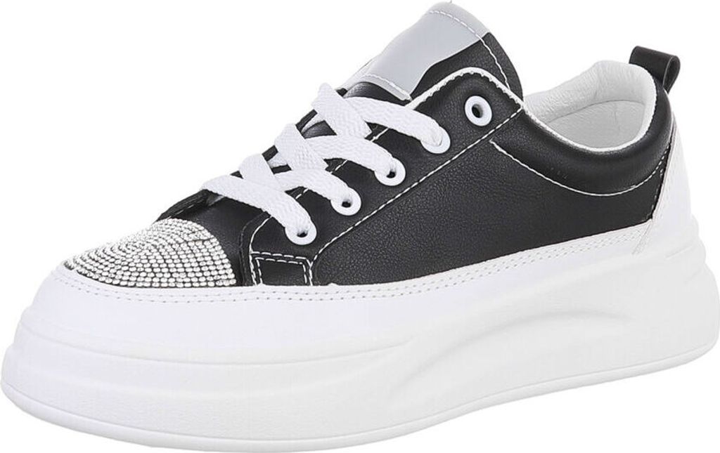 Ital-Design Damen Freizeitschuhe Lederoptik Sneakers Low 87118418 Schwarz Gr. 37