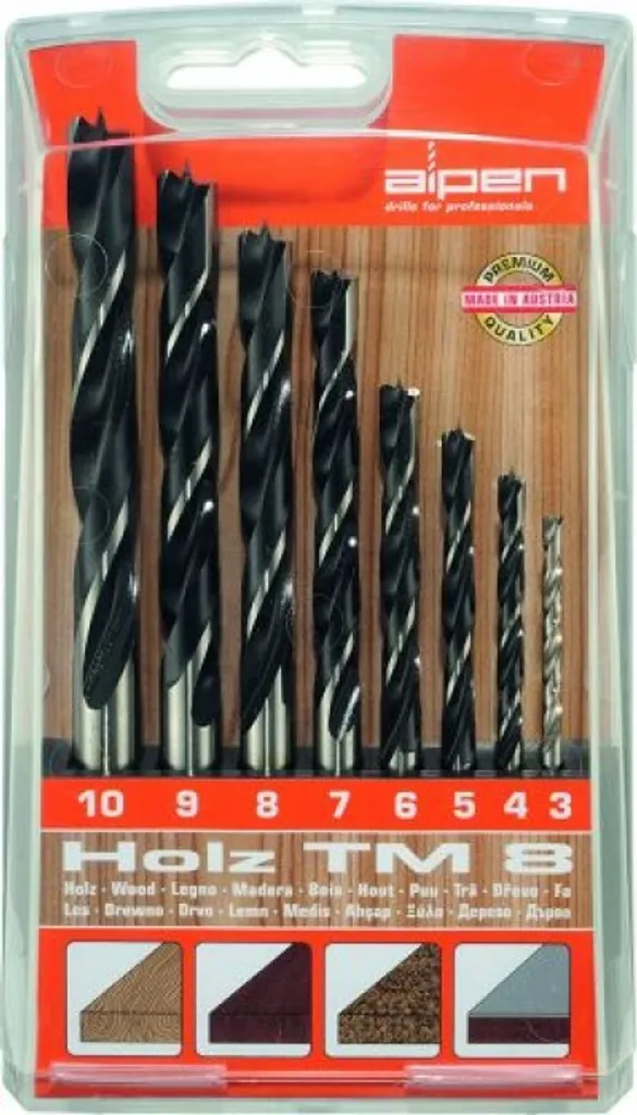 Set Punte Trapano Legno Alpen TM 8 Pezzi HSS Alta Precisione - 3