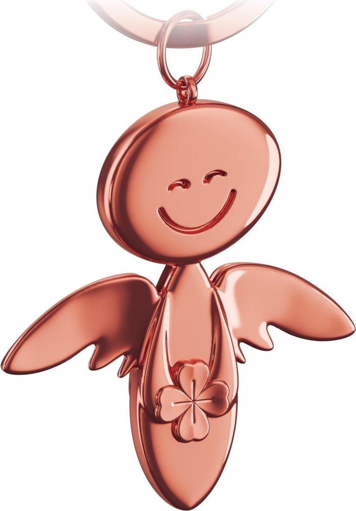 FABACH Schutzengel Schlüsselanhänger Smile mit Kleeblatt - Glücksengel aus Metall - Viel Erfolg Glücksbringer Auto Engel Anhänger - Geschenk V...