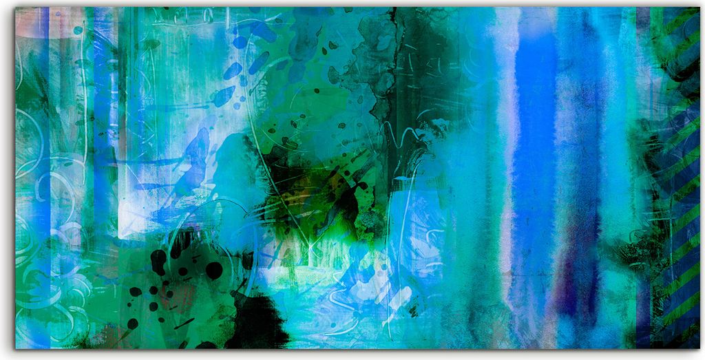 Coloray Canvas 140x70 Wandbild Leinwand Bilder Abstrakte Malerei blau grün Linien