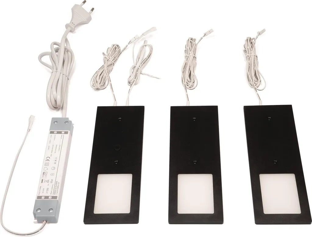 Luminaire apparent Planar L blanc neutre 24V DC 3x3W cadre noir mat