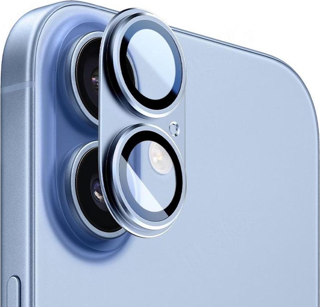 Metall Kamera Schutzring für Apple iPhone 17 mit Glasabdeckung Blau