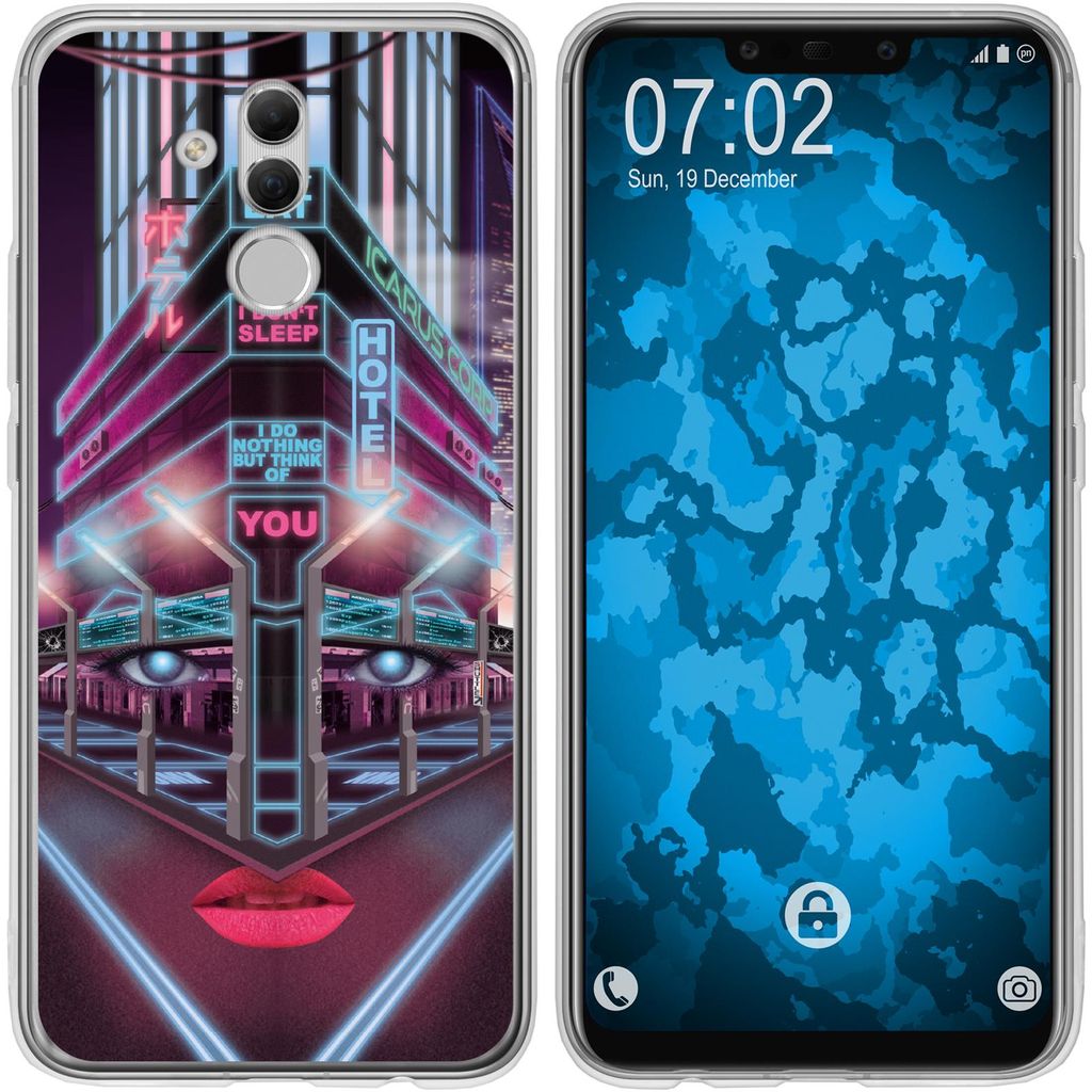 PhoneNatic Case kompatibel mit Huawei Mate 20 Lite Silikon-Hülle Retro Wave Cyberpunk.02 M5