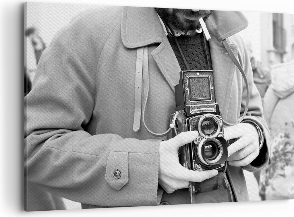 Bild auf Leinwand - Leinwandbild - Einteilig - Die Kamera Retro Vintage - 100x70cm - Wand Bild - Wanddeko - Wandbilder - Leinwanddruck - Bilder - W...