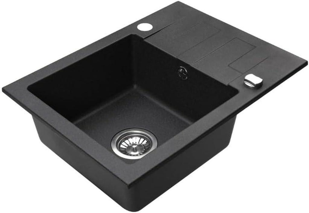 VBChome Granitspüle 59 x 44 cm Schwarz Einzelbecken Produktbild 