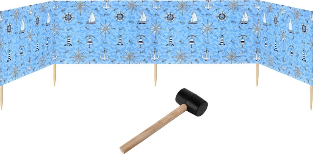 Garronda Strand Windschutz Sichtschutz 5m lang plus Gummihammer GAEX001 (Marine-64, 5 m)