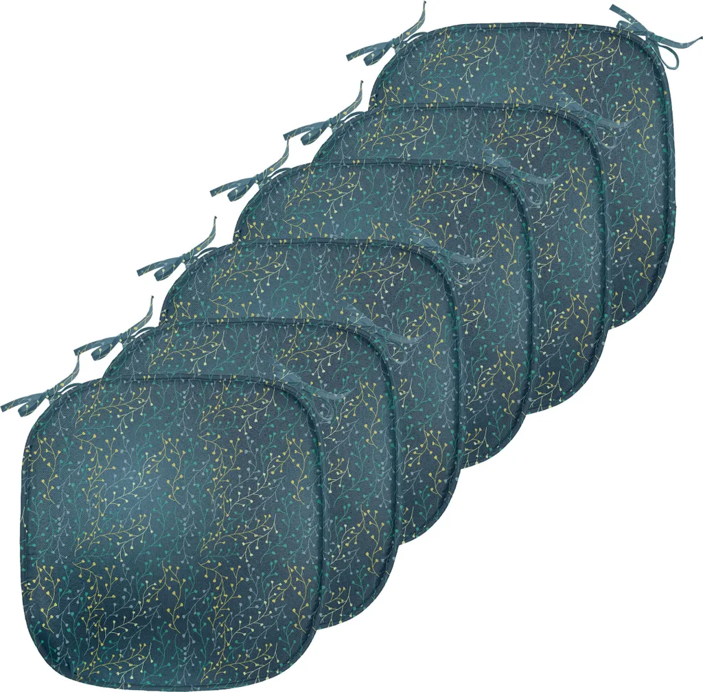 Coussin de Chaise Déperlant avec Attaches Lot de 6 Pièces Motif Bourgeons